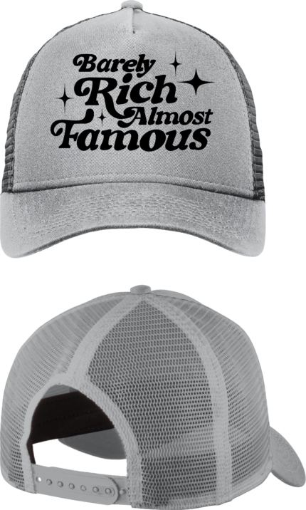 Barely Rich trucker hat with green front panel and white mesh back Gray